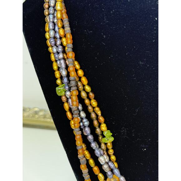 COLDWATER CREEK Multi Strand Grey & Copper Freshwater Pearl Necklace - Picture 5 of 9